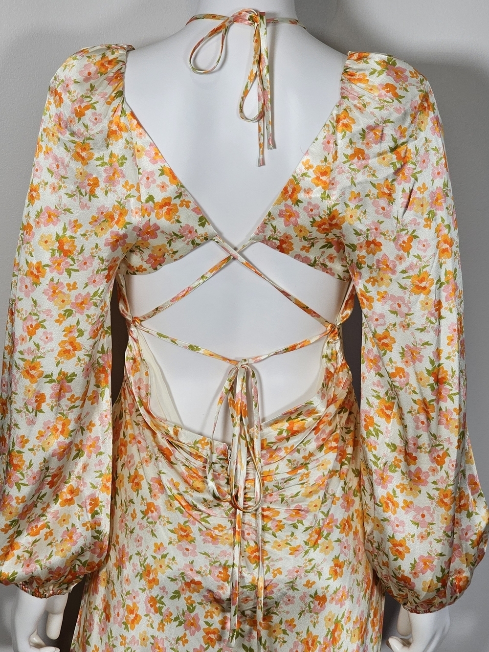 Ever New NWT Billie Satin Tie V-Neck Midi Dress in Fairlight Disty Floral Sz 8 - Picture 7 of 13